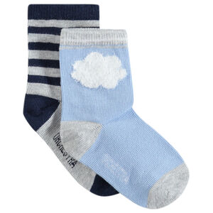 Lot de 2 paires de chaussettes assorties avec nuage et rayures 