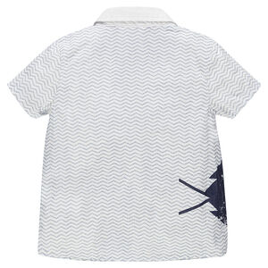 Chemise manches courtes rayée avec print et poche 