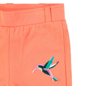 Jegging coupe slim avec oiseau brodé et poches 
