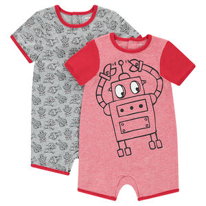 Lot de 2 combinaisons courtes en jersey print robots 