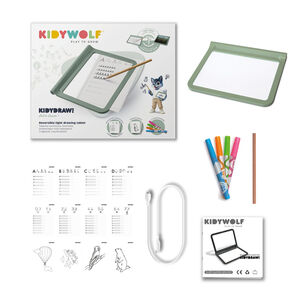 Tablette lumineuse KidyDraw Pro A4  5ans+ Nomade Vert Lettres-Chiffres-Dessins 