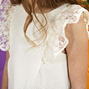 Robe de cérémonie en jacquard avec manches brodées fille 