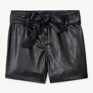 Short uni en similicuir avec ceinture à nouer fille 
