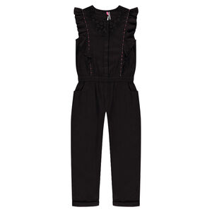 Combinaison longue en twill à volants et crochet 