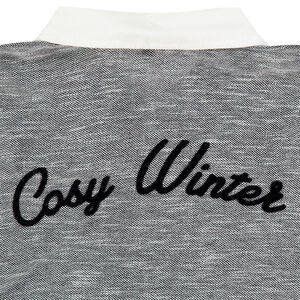 Polo manches longuesgris chiné avec col blanc boutonné 