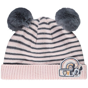 Bonnet en tricot à rayures avec pompons en relief Minnie Disney pour bébé fille 