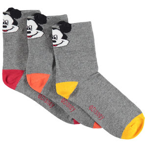 Lot de 3 paires de chaussettes assorties Bord-côte Mickey Disney 
