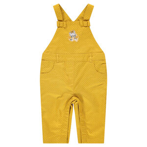 Salopette longue en coton avec pois imprimés et chat patché 