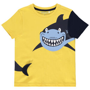 T-shirt manches courtes jaune print requin 