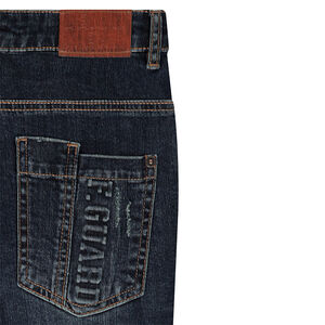 Junior - Jeans effet used et crinkle avec revers contrasté 