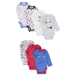 Lot de 7 bodies manches longues avec motifs esprit bande déssinée  