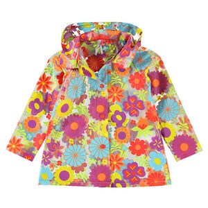 Imperméable transparent imprimé fleuri multicolore 