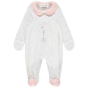 Dors-bien en velours à col Claudine et lune brodée 