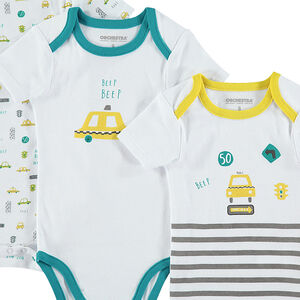 Lot de 3 bodies manches courtes avec voitures imprimées 