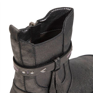 1/2 bottes fille effet spray irisé avec lanière brodée et plumes reliefées 