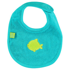 Bavoir en coton éponge à scratch avec broderie fantaisie 