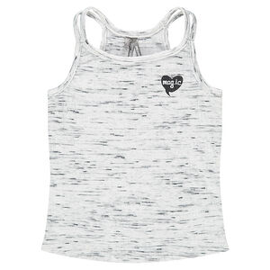 Débardeur côtelé en jersey slub avec coeur pailleté printé 