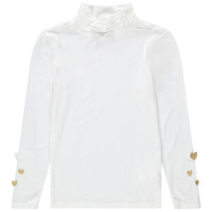 Sous-pull col cheminée à coeurs en relief 