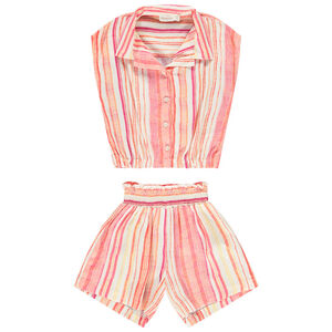 Ensemble 2 pièces total look rayé fille 