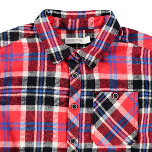 Chemise manches longues en flanelle à carreaux et poche 