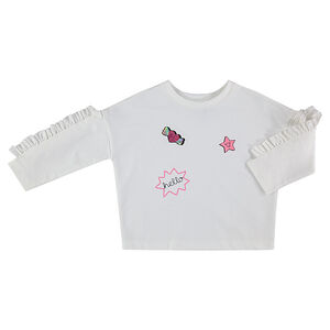 Sweat en molleton avec ruchés sur les manches 