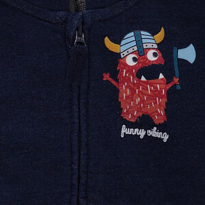 Gilet à capuche en molleton avec print et badge viking 