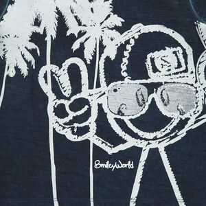 Tee-shirt manches courtes Smiley avec palmiers et  printés 