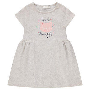 Robe en molleton manches courtes avec motifs fantaisie printés 