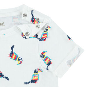 Tee-shirt manches courtes avec imprimés fantaisie all-over 