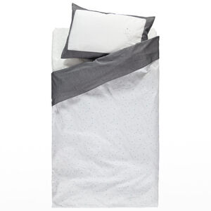 Set housse de couette et taie d'oreiller imprimé lapin et étoiles 