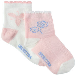 Lot de 2 paires de chaussettes assorties avec motif floral en jacquard 
