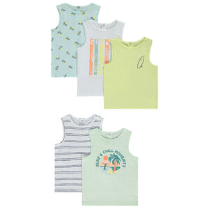 Lot de 5 débardeurs fantaisie en jersey slub pour bébé garçon 