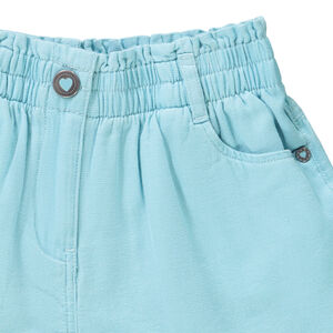 Short taille haute uni en coton fantaisie fille 