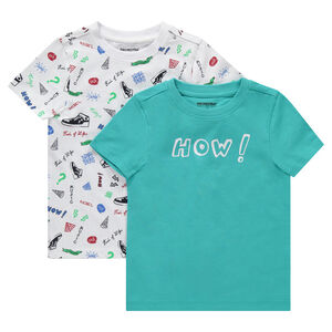 Lot de 2 tee-shirts manches courtes imprimé all-over / uni 