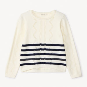 Pull manches longues en tricot style marinière fille 