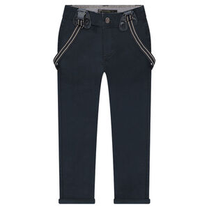 Pantalon en twill à bretelles élastiquées amovibles 