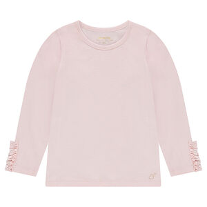 Tee-shirt manches longues en jersey avec volant sur le bout des manches 