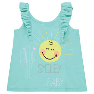 Débardeur volanté en jersey avec print Smiley 