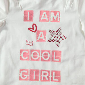 T-shirt manches longues avec volants et inscriptions printées 