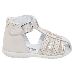 Nu-pieds en cuir avec étoiles et brides irisées 