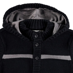 Gilet à capuche en tricot avec rayures contrastées  