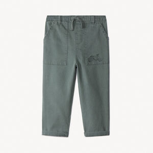 Pantalon en toile uni armurée avec poches pour bébé garçon 
