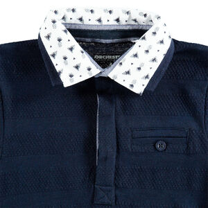 Polo manches courtes en piqué de coton avec col imprimé 