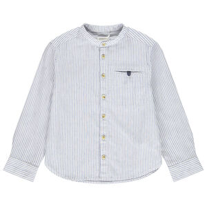 Chemise manches longues rayée à col mao garçon 