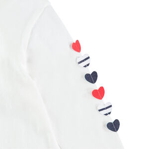 Tee-shirt manches longues en jersey avec coeurs en relief sur les manches 