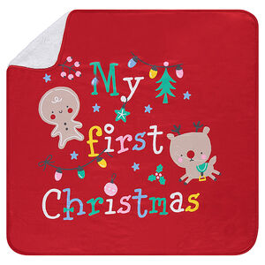 Couverture en jersey et sherpa avec personnages de Noël printés 