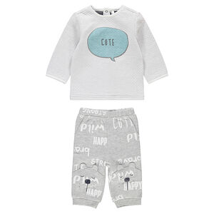 Ensemble avec tee-shirt en double jersey et pantalon print ourson 
