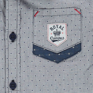 Chemise manches longues avec micro imprimé et jeux d'opposition 