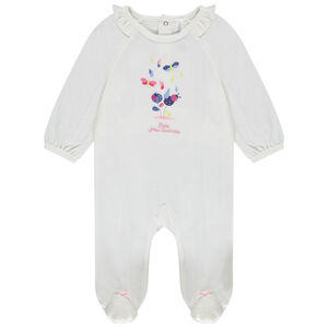 Dors-bien en jersey fantaisie avec broderies et print pour bébé fille 
