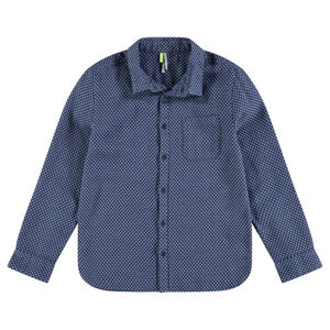 Junior - Chemise manches longues avec micro imprimé et poche 
